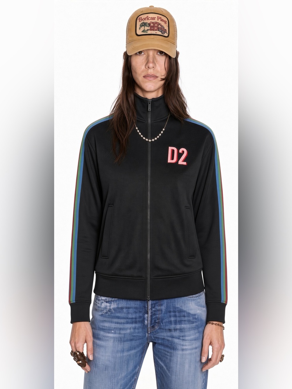 DSQUARED2 black Camping Crew Side Band Zip Jacket